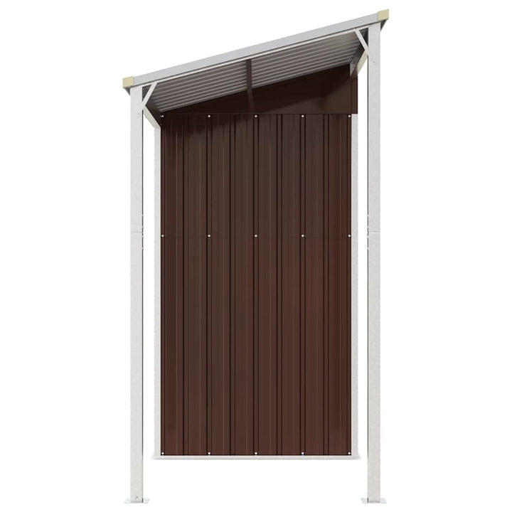 haveskur med udvidet tag 277x107x181 cm stål brun