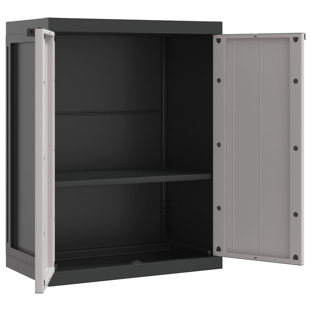 haveskab 65x37x85 cm PP grå og sort