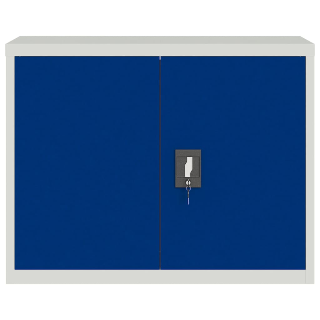 arkivskab 90x40x70 cm stål lysegrå og blå