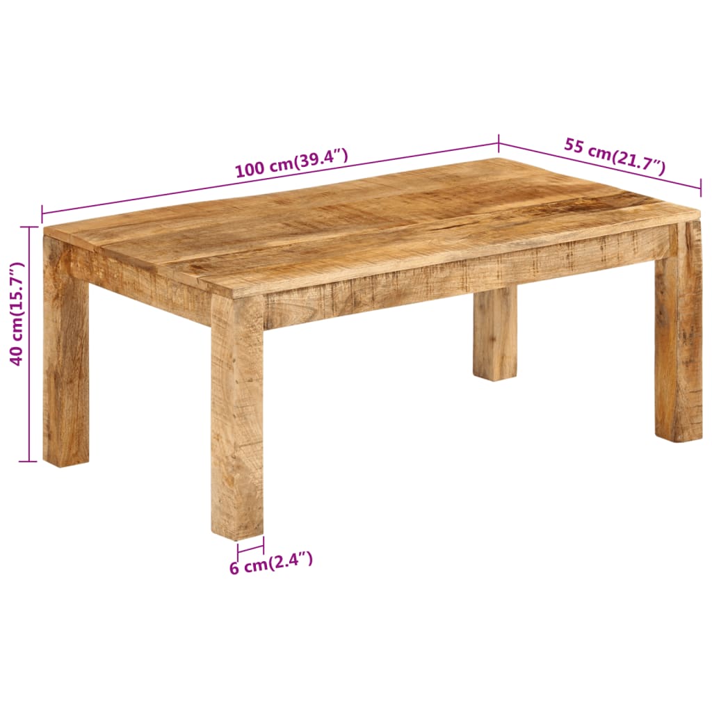 sofabord 100x55x40 cm massivt mangotræ