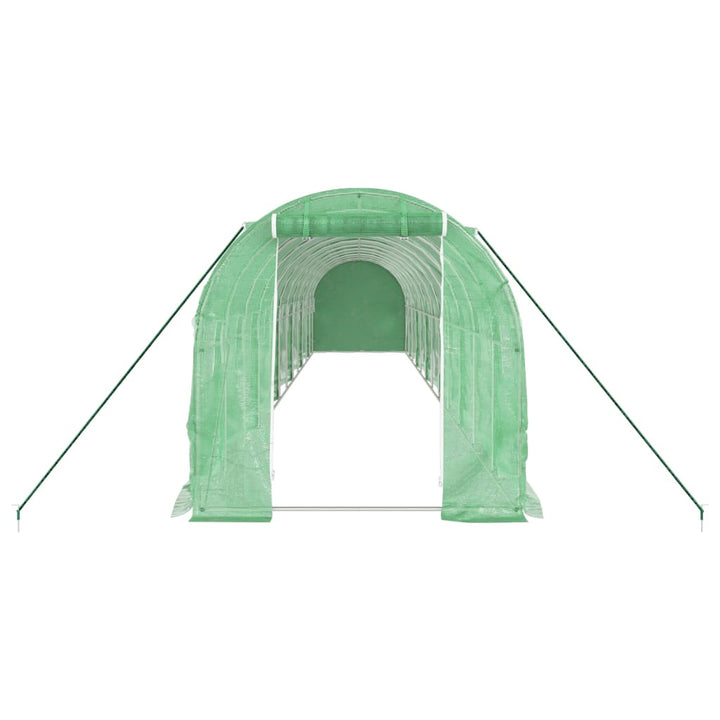 drivhus med stålstel 24 m² 12x2x2 m grøn
