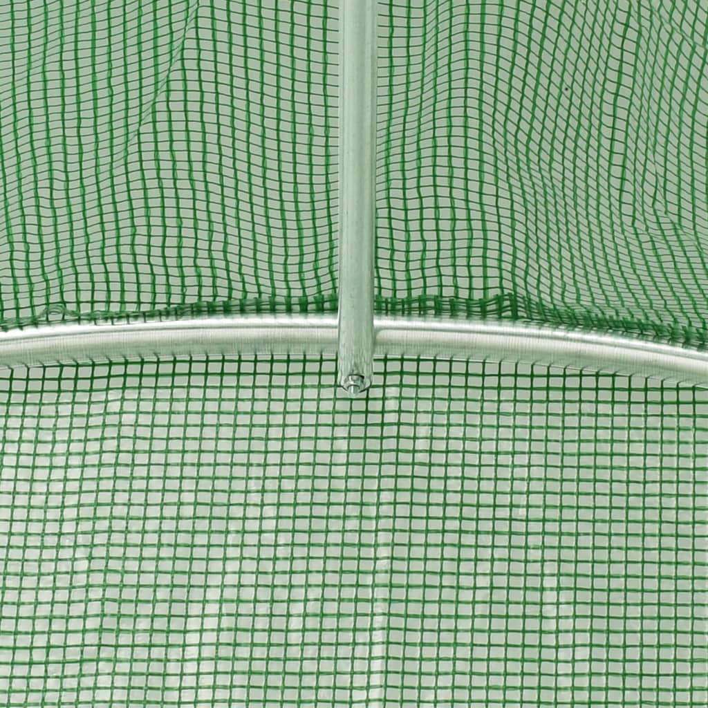 drivhus med stålstel 24 m² 12x2x2 m grøn