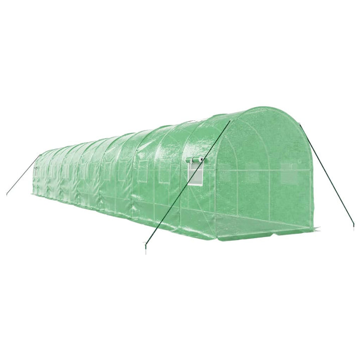 drivhus med stålstel 28 m² 14x2x2 m grøn