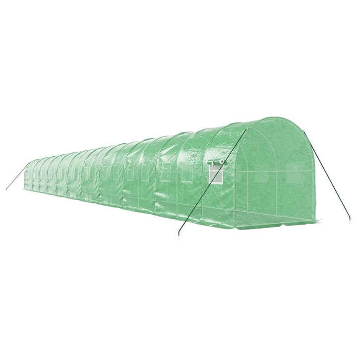drivhus med stålstel 44 m² 22x2x2 m grøn