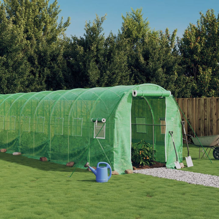 drivhus med stålstel 44 m² 22x2x2 m grøn