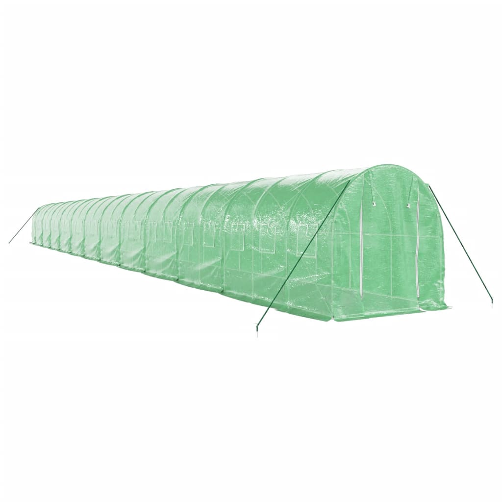 drivhus med stålstel 48 m² 24x2x2 m grøn