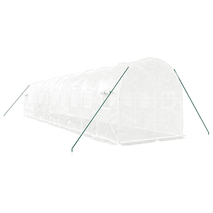 drivhus med stålstel 20 m² 10x2x2 m hvid