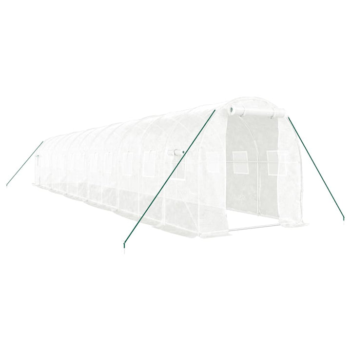 drivhus med stålstel 24 m² 12x2x2 m hvid