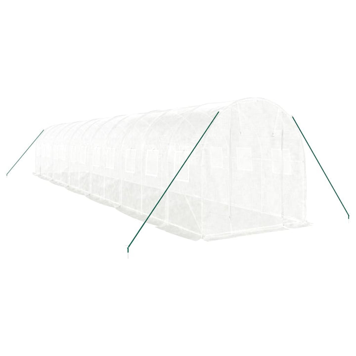 drivhus med stålstel 24 m² 12x2x2 m hvid