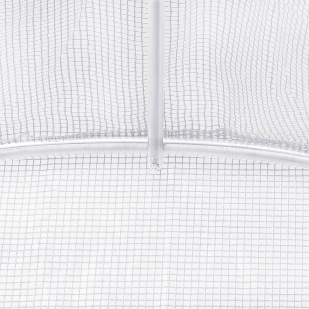 drivhus med stålstel 24 m² 12x2x2 m hvid