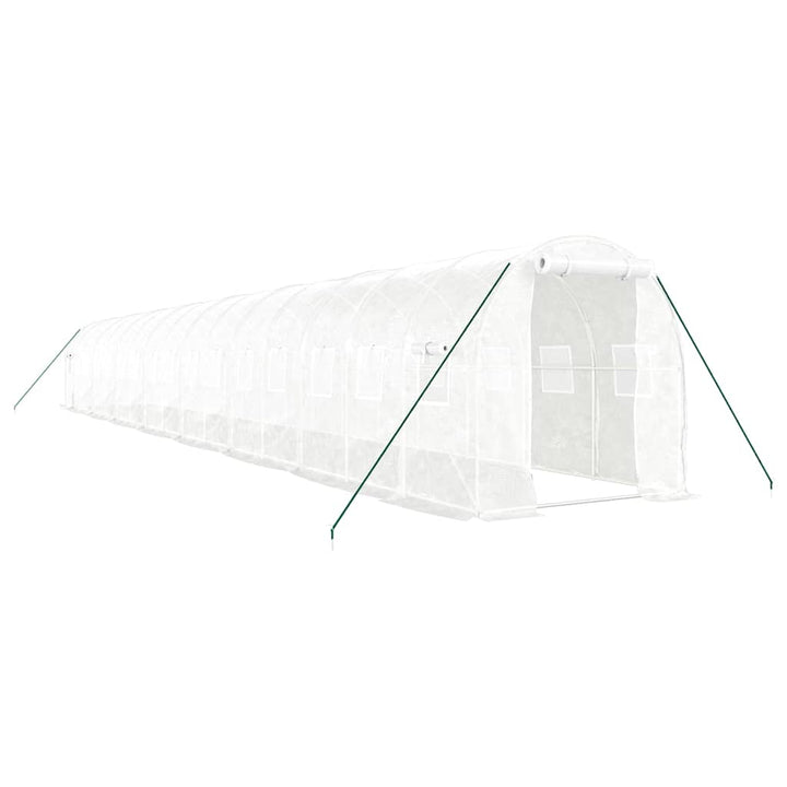 drivhus med stålstel 32 m² 16x2x2 m hvid