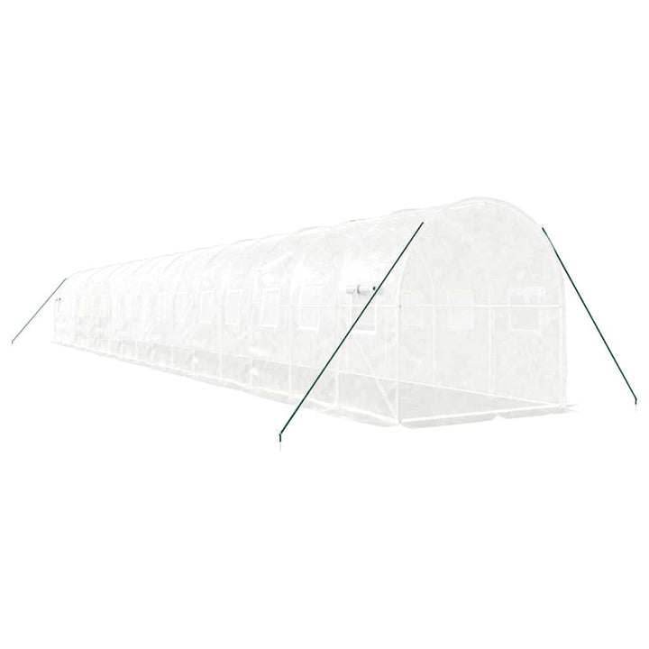 drivhus med stålstel 32 m² 16x2x2 m hvid