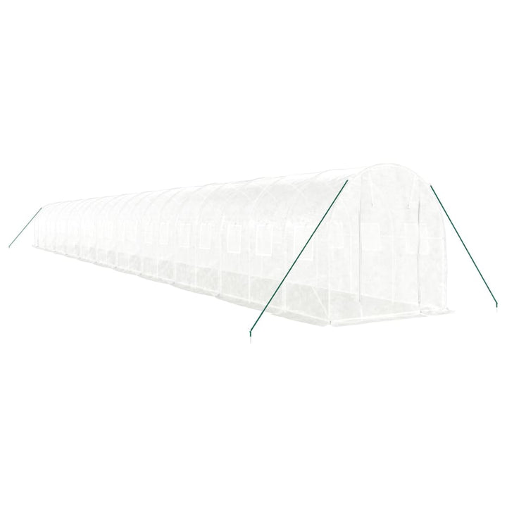 drivhus med stålstel 44 m² 22x2x2 m hvid