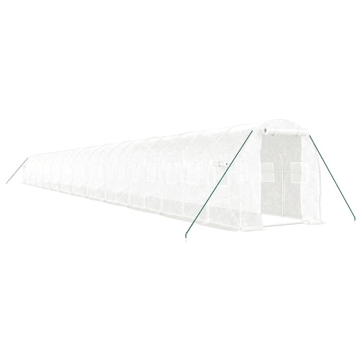 drivhus med stålstel 48 m² 24x2x2 m hvid