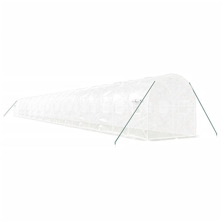 drivhus med stålstel 48 m² 24x2x2 m hvid