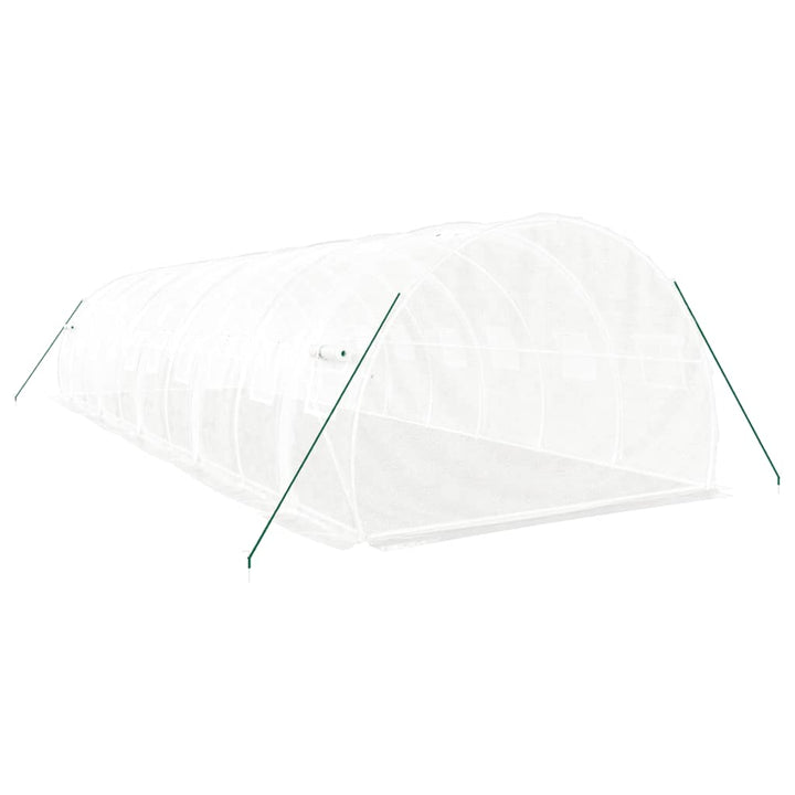 drivhus med stålstel 30 m² 10x3x2 m hvid