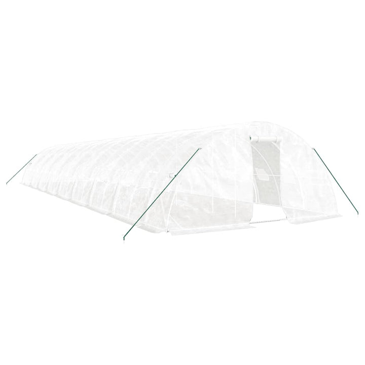 drivhus med stålstel 90 m² 18x5x2,3 m hvid