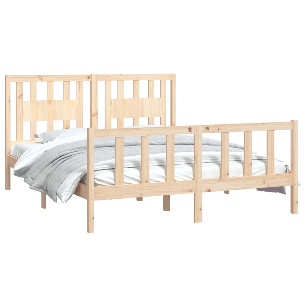 sengeramme med sengegavl 160x200 cm massivt fyrretræ