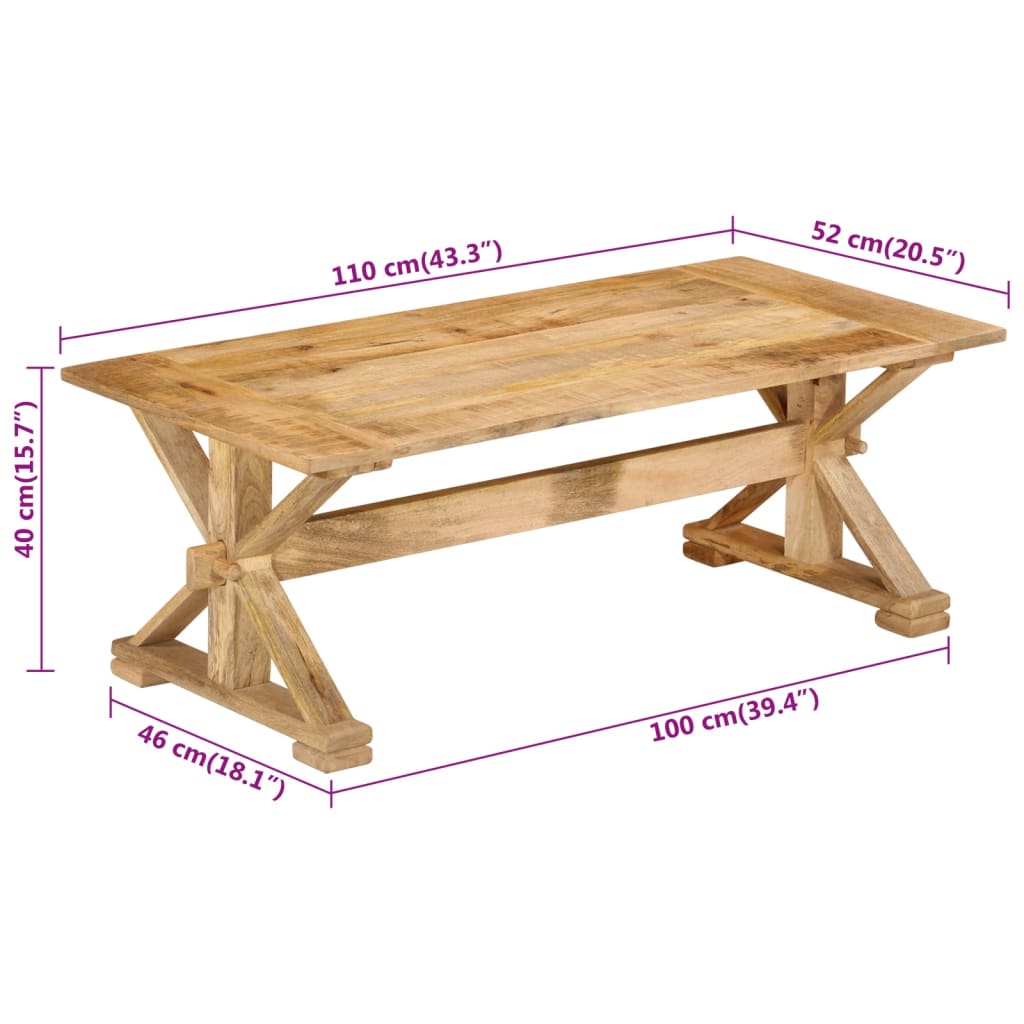 sofabord 110x52x40 cm massivt mangotræ