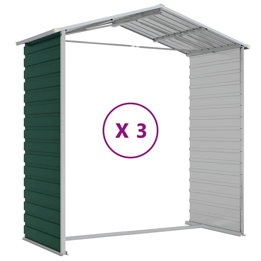 haveskur grøn 191x300x198 cm galvaniseret stål