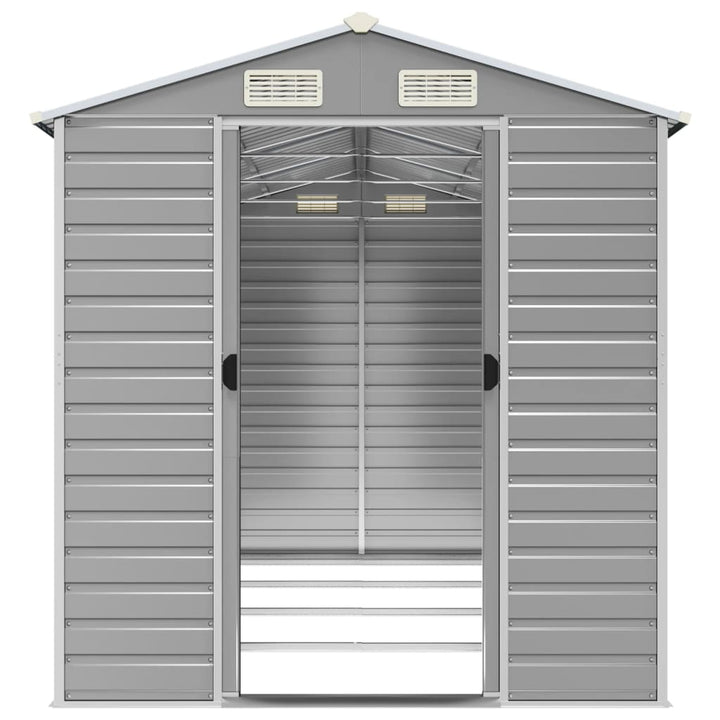 haveskur lysegrå 191x385x198 cm galvaniseret stål