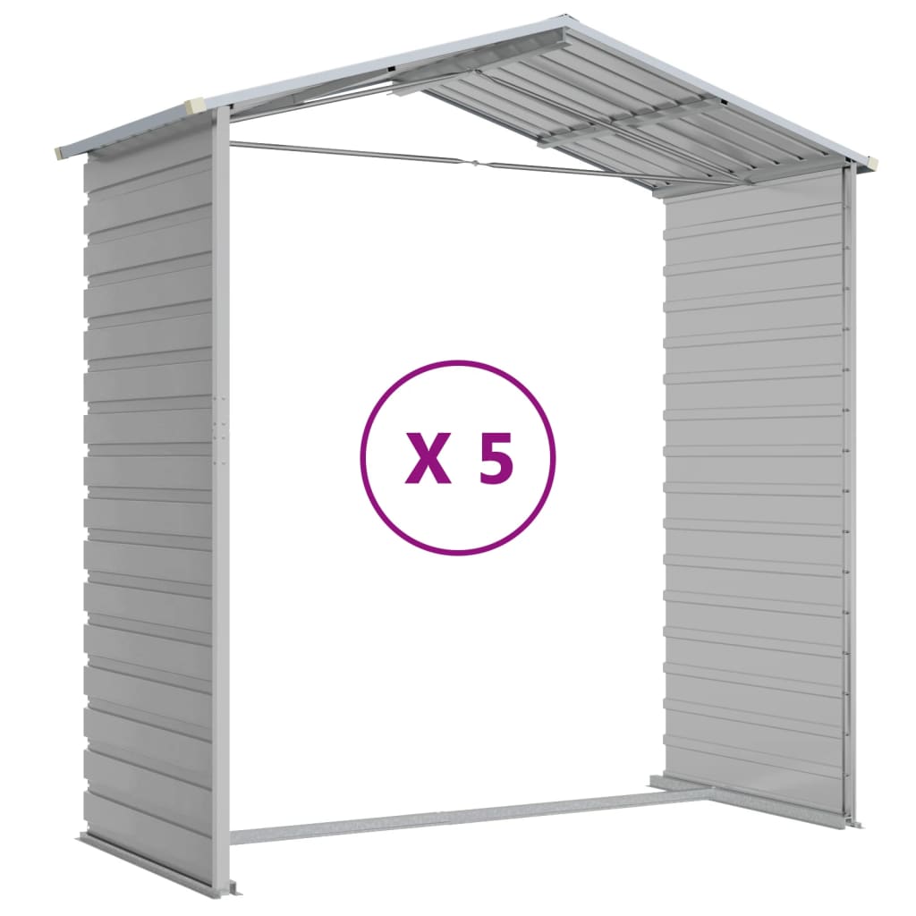 haveskur lysegrå 191x470x198 cm galvaniseret stål