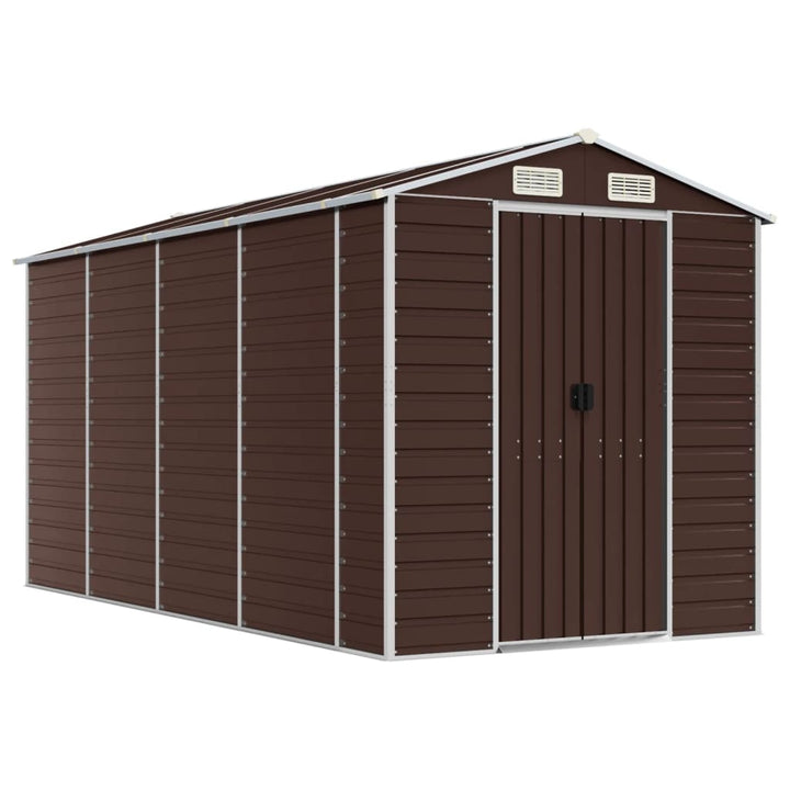 haveskur brun 191x385x198 cm galvaniseret stål