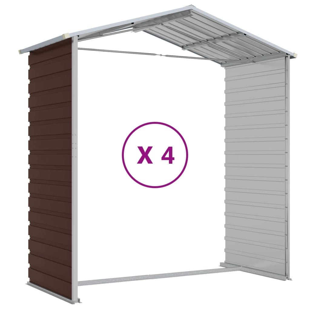 haveskur brun 191x385x198 cm galvaniseret stål