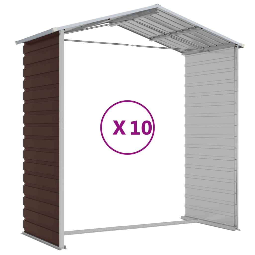 haveskur 191x895x198 cm galvaniseret stål brun
