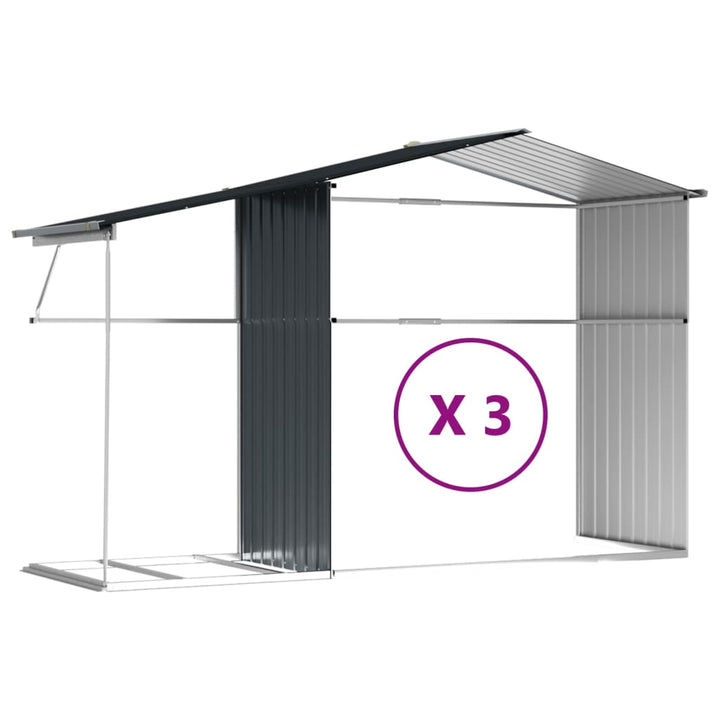 haveskur 191x555x198 cm galvaniseret stål antracitgrå