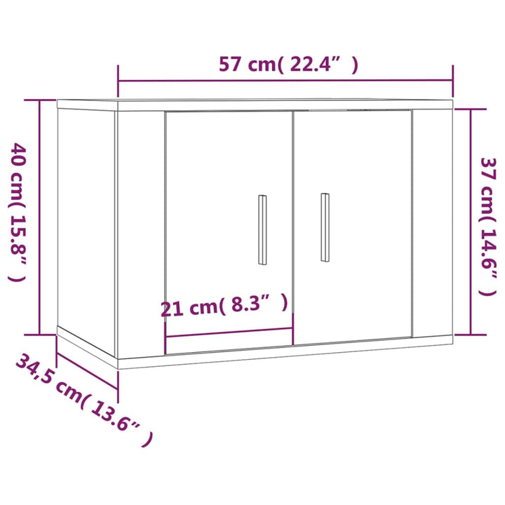 væghængte tv-skabe 2 stk. 57x34,5x40 cm grå sonoma-eg