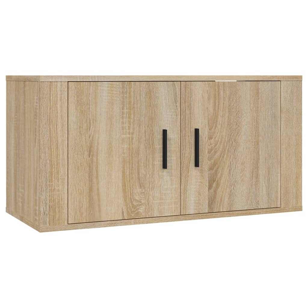 væghængte tv-skabe 2 stk. 80x34,5x40 cm sonoma-eg
