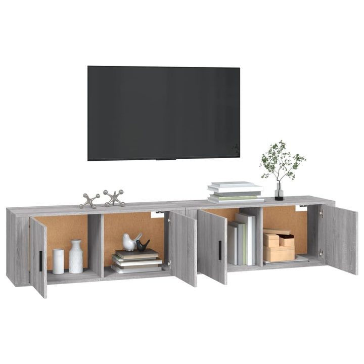 væghængte tv-skabe 2 stk. 100x34,5x40 cm grå sonoma-eg