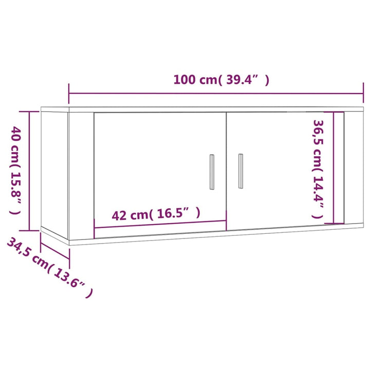 væghængte tv-skabe 3 stk. 100x34,5x40 cm hvid
