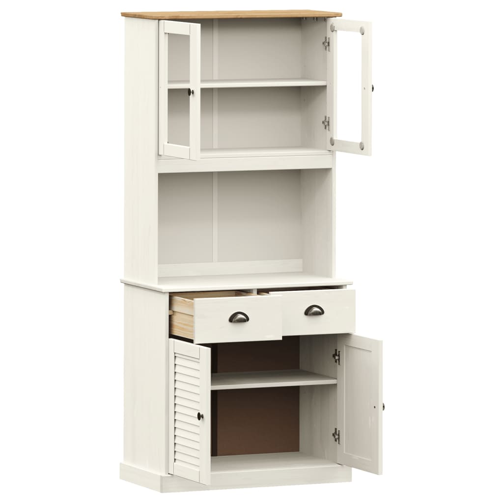 skænk VIGO 78x40x175 cm massivt fyrretræ hvid