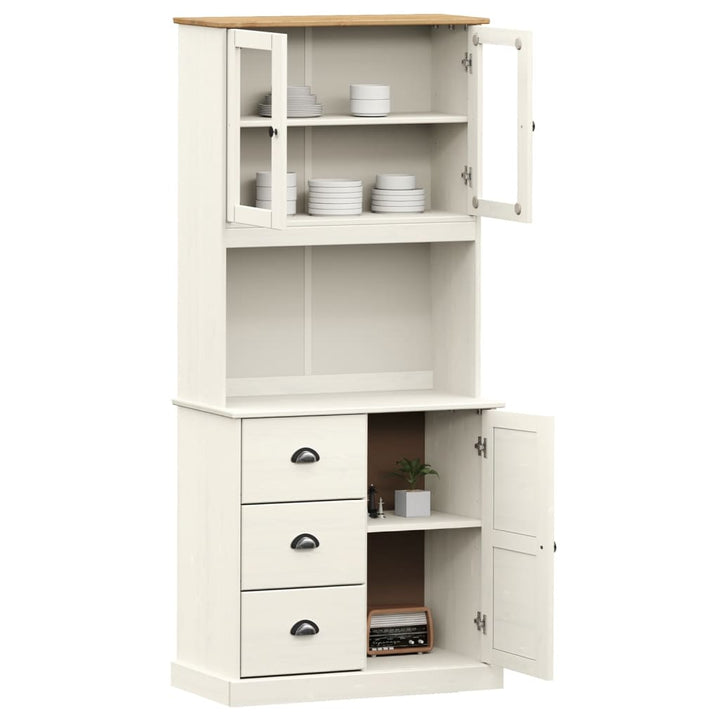 skænk VIGO 78x40x175 cm massivt fyrretræ hvid
