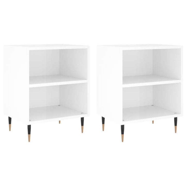 sengeborde 2 stk. 40x30x50 cm konstrueret træ hvid højglans