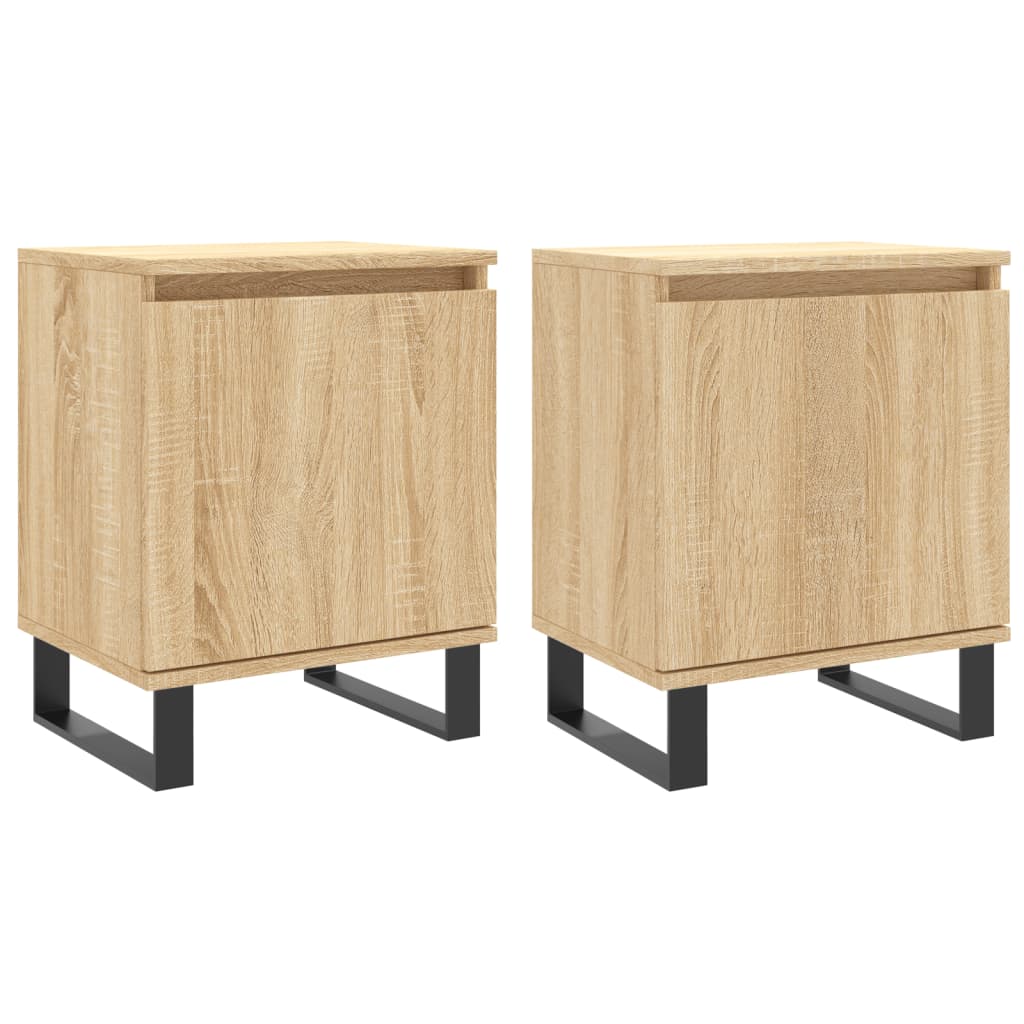 sengeborde 2 stk. 40x30x50 cm konstrueret træ sonoma-eg