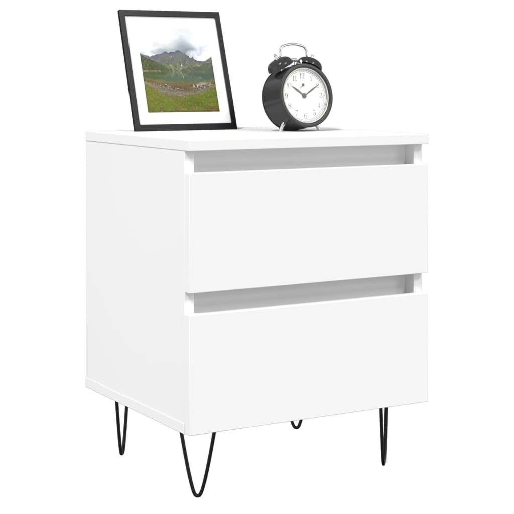 sengebord 40x35x50 cm konstrueret træ hvid