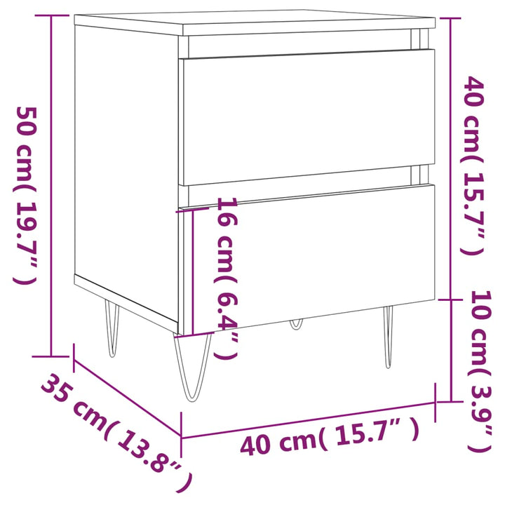 sengeborde 2 stk. 40x35x50 cm konstrueret træ betongrå