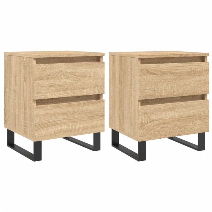 sengeborde 2 stk. 40x35x50 cm konstrueret træ sonoma-eg