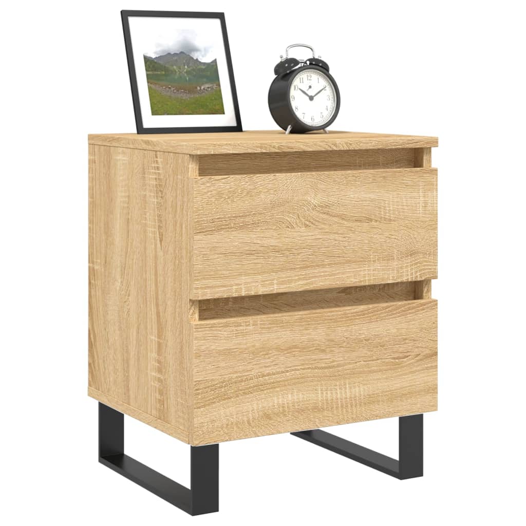 sengeborde 2 stk. 40x35x50 cm konstrueret træ sonoma-eg