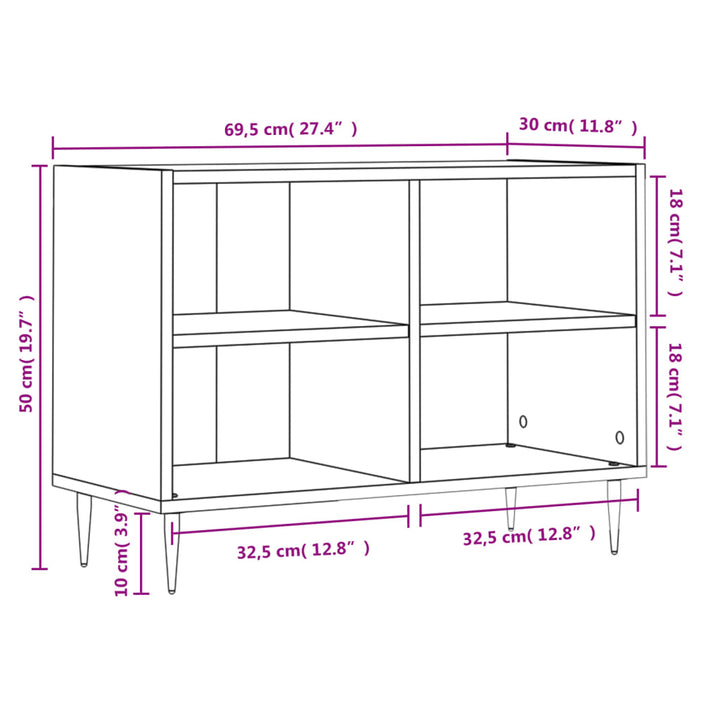 tv-bord 69,5x30x50 cm konstrueret træ betongrå