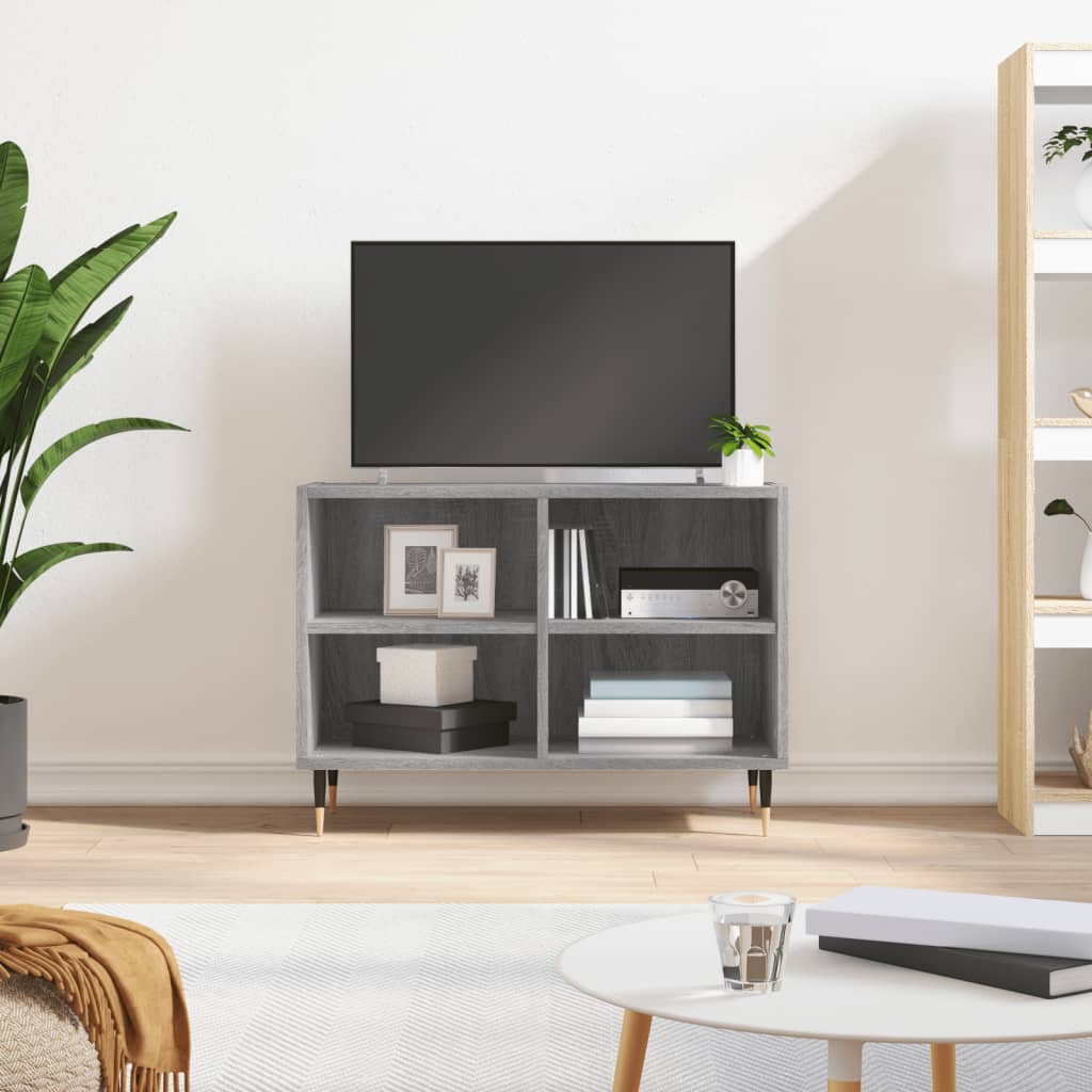 tv-bord 69,5x30x50 cm konstrueret træ grå sonoma-eg