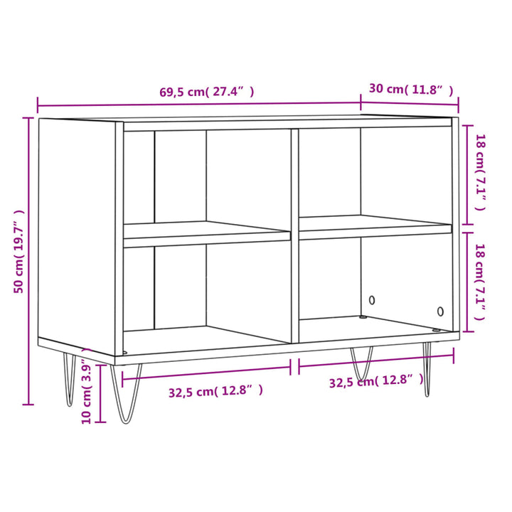 tv-bord 69,5x30x50 cm konstrueret træ sort