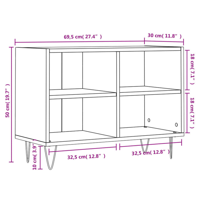 tv-bord 69,5x30x50 cm konstrueret træ sonoma-eg