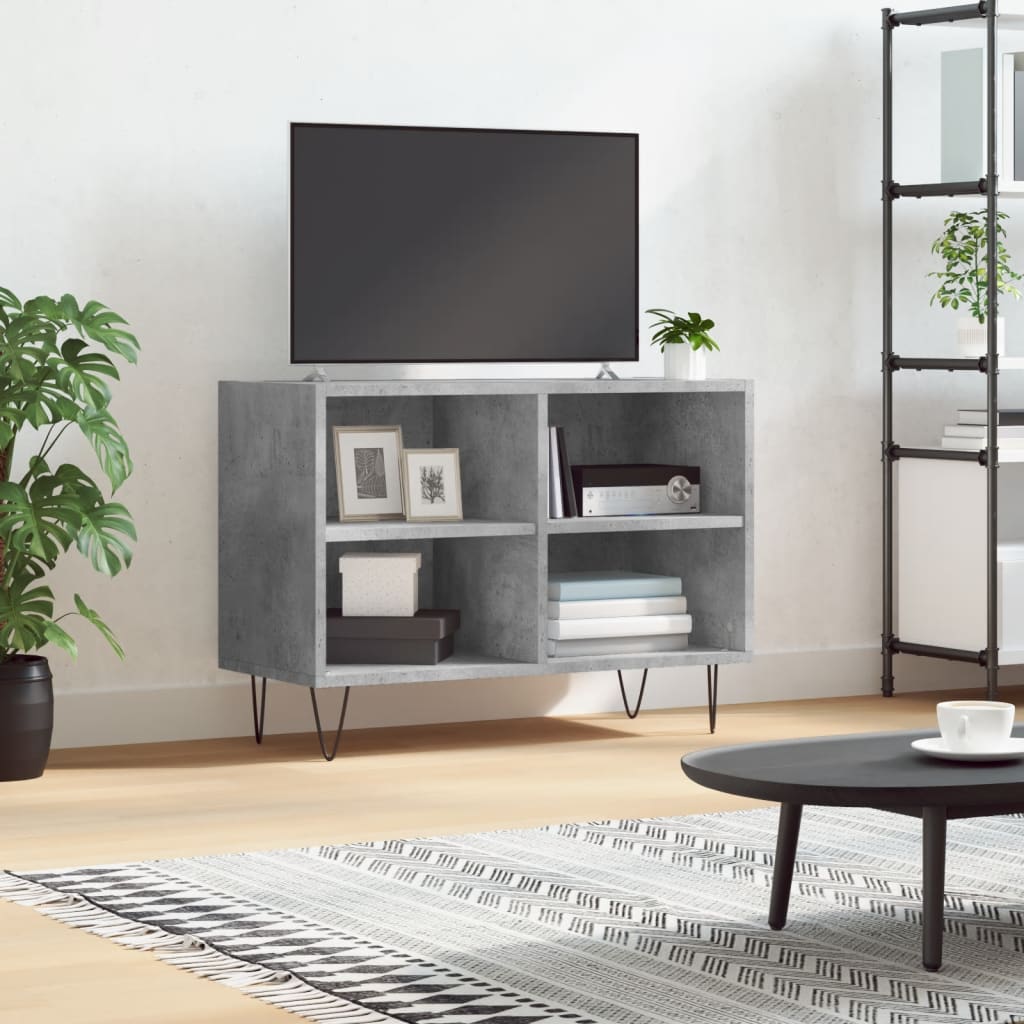 tv-bord 69,5x30x50 cm konstrueret træ betongrå