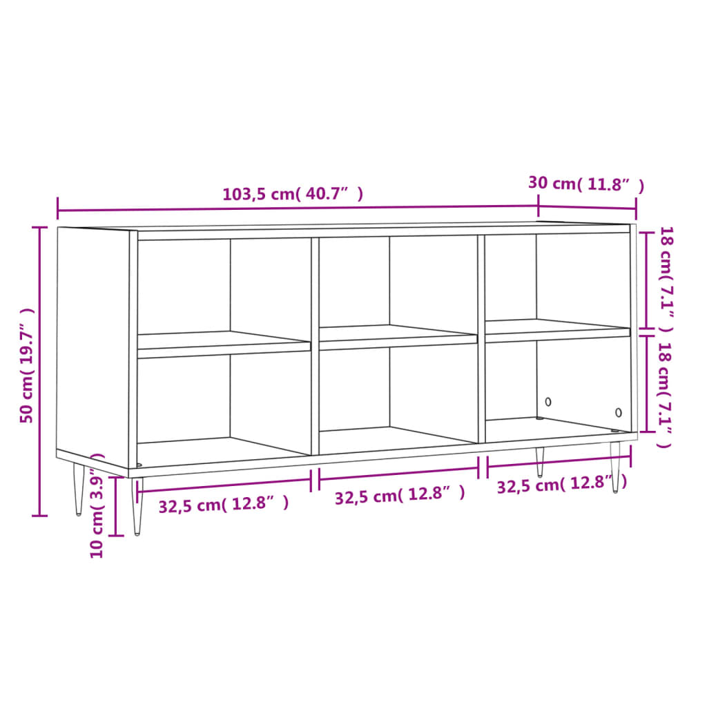 tv-bord 103,5x30x50 cm konstrueret træ grå sonoma-eg