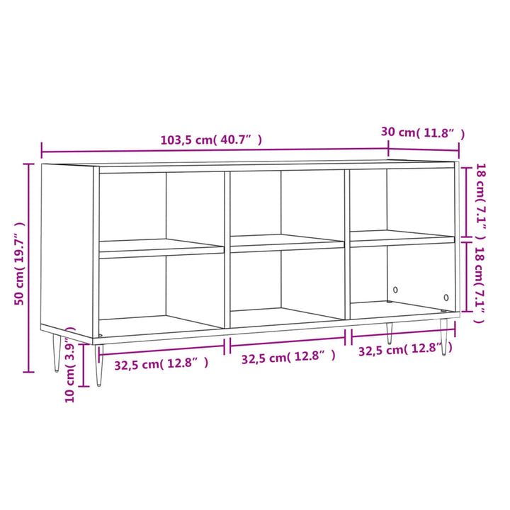 tv-bord 103,5x30x50 cm konstrueret træ grå sonoma-eg