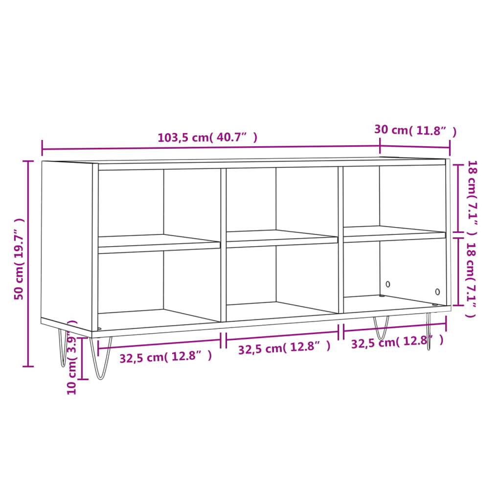 tv-bord 103,5x30x50 cm konstrueret træ sonoma-eg